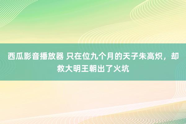 西瓜影音播放器 只在位九个月的天子朱高炽，却救大明王朝出了火坑