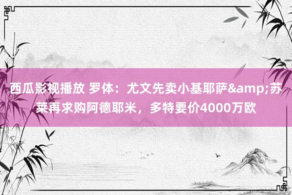 西瓜影视播放 罗体：尤文先卖小基耶萨&苏莱再求购阿德耶米，多特要价4000万欧