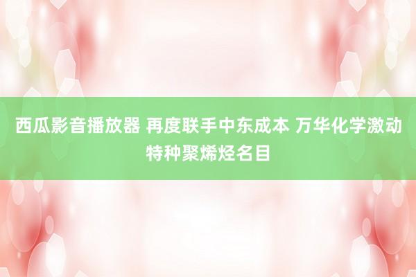 西瓜影音播放器 再度联手中东成本 万华化学激动特种聚烯烃名目