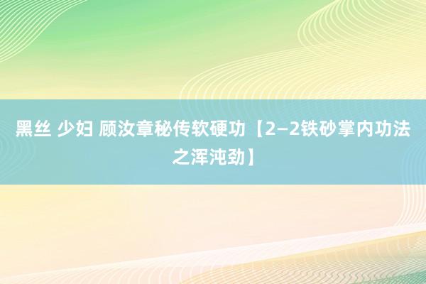 黑丝 少妇 顾汝章秘传软硬功【2—2铁砂掌内功法之浑沌劲】