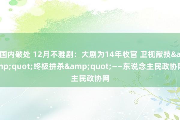 国内破处 12月不雅剧：大剧为14年收官 卫视献技&quot;终极拼杀&quot;——东说念主民政协网