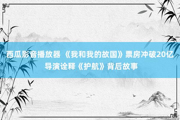 西瓜影音播放器 《我和我的故国》票房冲破20亿 导演诠释《护航》背后故事