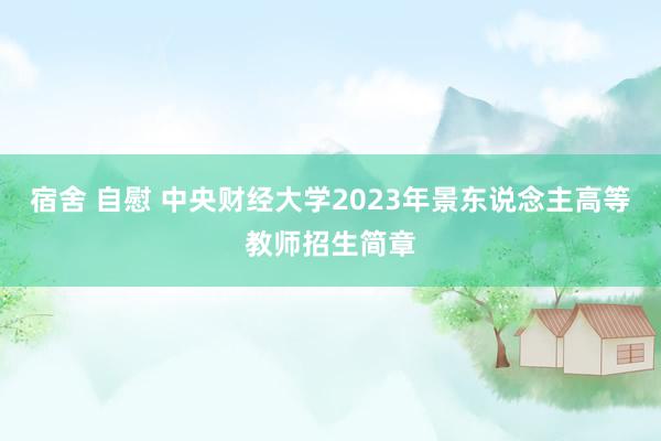 宿舍 自慰 中央财经大学2023年景东说念主高等教师招生简章